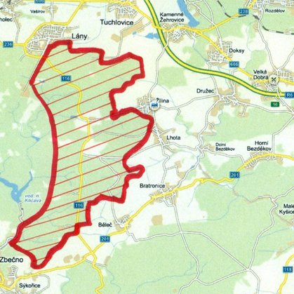 Do této oblasti honitby Lánských lesů bude 24. - 25. 10. 2014 vstup zakázán.