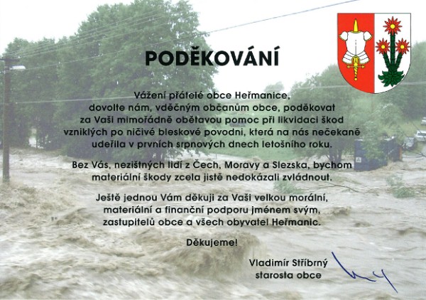 poděkování - Heřmanice